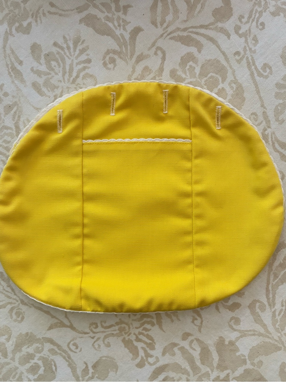 Bermuda Bag Cover Yellow with White Piping Pocket Cotton 4 Button Vintage